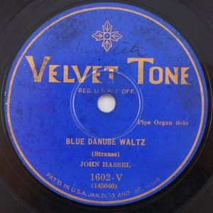 John Hassel Blue Danube Waltz/By The Waters Of Minnetonka 78 rpm Record 1602-V